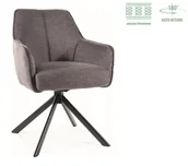 Krzesła - Krzesło obrotowe NOTTI BREGO ciemna szara tapicerka na czarnym stelażu - miniaturka - grafika 1