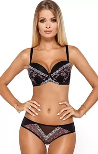 Biustonosze - PariPari Lingerie Nadine biustonosz push-up, Kolor czarno-biało-fioletowy, Rozmiar 75D, PariPari Lingerie - grafika 1