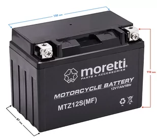 Akumulator Moretti AGM (Gel) MTZ12S - Części motocyklowe - miniaturka - grafika 1