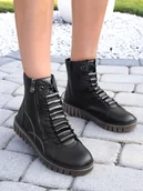 Botki damskie - Rieker Botki damskie skórzane ocieplane czarne-37 - miniaturka - grafika 1