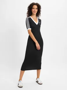 adidas Originals Damska sukienka z dzianiny Kobiety czarny jednolity, S - Sukienki - miniaturka - grafika 1