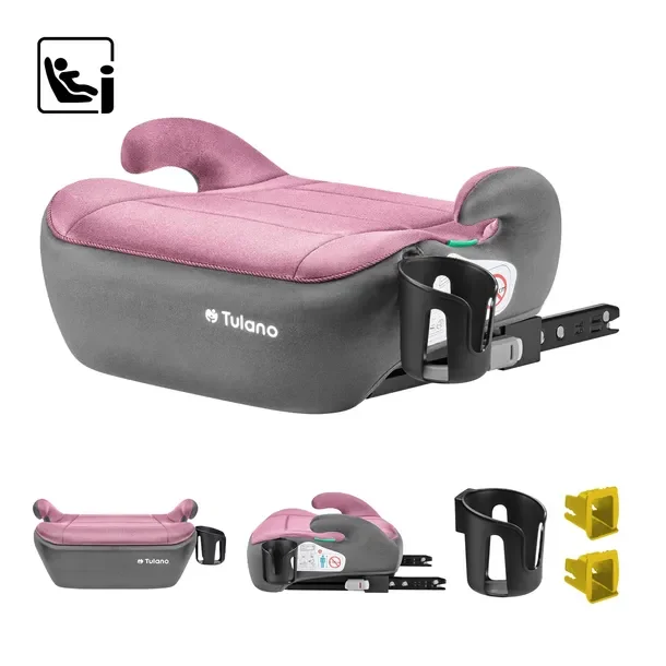 Fotelik samochodowy 15-36kg TULANO I-Size Isofix podstawka poddupnik różowy