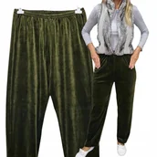 Dresy damskie - oliwka SPODNIE DRESOWE WELUR 50 52 POLSKIE PROSTA NOGAWKA BEZUCISKOWE 3xl - miniaturka - grafika 1