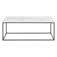 Ławy i stoliki kawowe - Biały stolik z blatem w dekorze marmuru 55x110 cm Barossa – Actona - miniaturka - grafika 1
