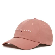 Czapki damskie - Czapka z daszkiem Tommy Jeans Linear Logo 6 Panel AW0AW16868 Różowy - miniaturka - grafika 1