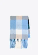 Apaszki i szaliki damskie - Damski szalik w wielokolorową kratkę niebiesko - biały - miniaturka - grafika 1