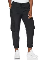 Spodnie damskie - Urban Classics Damskie spodnie cargo z wysokim stanem, z nylonowymi kieszeniami, w wielu kolorach, rozmiary XS - 5XL, czarny, L - miniaturka - grafika 1