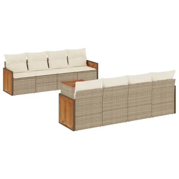 Zestaw mebli ogrodowych modułowych beżowy rattan PE, 55 x 62 x 69 cm