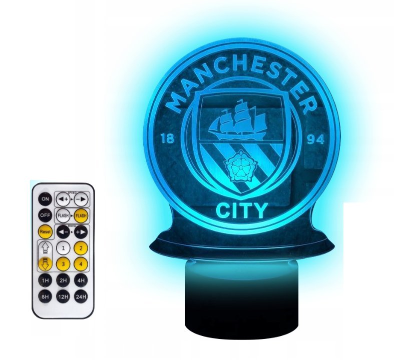 LAMPKA 3D LED MANCHESTER CITY FC MOTOR USB / PILOT RGB