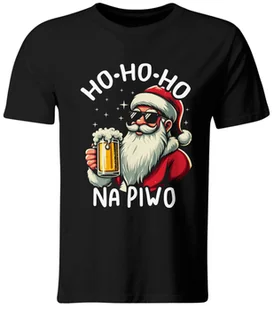 Koszulka Ho Ho Ho na Piwko. Śmieszny t-shirt z Mikołajem, roz. XXL - Koszulki męskie - miniaturka - grafika 1