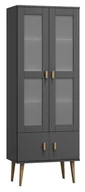 Witryny - Witryna drewniana Venuci drzwiczki 89 cm szara - miniaturka - grafika 1