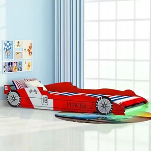vidaXL Łóżko dziecięce w kształcie samochodu, 90x200 cm, czerwone - Łóżka dla dzieci i młodzieży - miniaturka - grafika 2