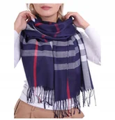 Apaszki i szaliki damskie - SZAL DAMSKI CHUSTA DUŻY KASZMIR KRATA ANGIELSKA - miniaturka - grafika 1