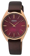 Moda i Uroda OUTLET - Seiko Damski analogowy zegarek kwarcowy ze skórzanym paskiem SWR082P1, złoto-brązowy. - miniaturka - grafika 1