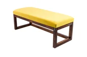 Ławki do przedpokoju - Ławka na buty LPG-2 140cm EMRAWOOD drewno lite kolor orzech siedzisko gładkie kolor żółty - miniaturka - grafika 1