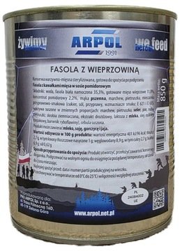 Fasola z wieprzowiną Arpol 850g konserwa wojskowa żywność racja żywnościowa