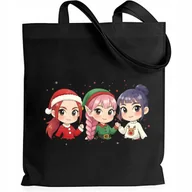 Torby i wózki na zakupy - Torba Czarna Eko ZIMOWE KPOPOWE ŁOWCZYNIE Prezent Na Mikołajki Pod Choinkę - miniaturka - grafika 1