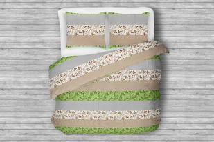 Komplet pościeli z bawełny TERMES biały/brązowy/zielony, 200x220 cm - Pościel Komplet pościeli z bawełny TERMES biały/brązowy/zielony, 200x220 cm - Pościel - miniaturka - grafika 1