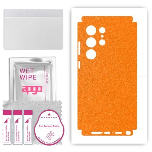 folia naklejka skórka strukturalna na TYŁ+BOKI do Samsung Galaxy S23 Ultra - Pomarańczowy Pastel Matowy Chropowaty Baranek - apgo SKINS