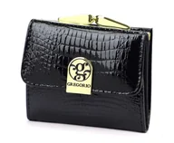 Portfele - Portfel Damski Skórzany GREGORIO Skóra Licowa Lakierowany Mały Z Klamrą RFID GF-126 CZARNY 9.5 x 8 x 2.5 [cm] - miniaturka - grafika 1