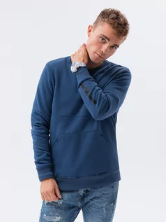 Bluzy męskie - Bluza męska z kieszenią zapinaną na zamek - jeansowa B1349 - S - Ombre Clothing - grafika 1
