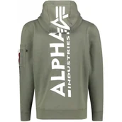 Bluzy męskie - Bluza z kapturem Alpha Industries Back Print 178318 142 - Ciemnooliwkowa XL - miniaturka - grafika 1