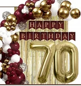 Balony i akcesoria - BALONY złote bordowe dekoracje kurtyna baner na urodziny cyfra 70 lat - miniaturka - grafika 1