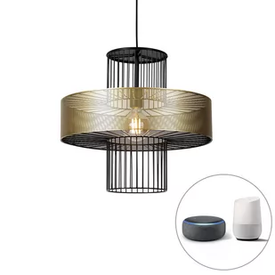 QAZQA Inteligentna lampa wisząca złota z czarnym 50 cm z Wifi G95 - Tess - Lampy sufitowe - miniaturka - grafika 1