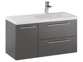 Szafki łazienkowe - Szafka Wisząca Z Umywalką RON 90 cm D Prawa - Titan Mat - Uchwyty Chromowane - miniaturka - grafika 1