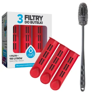 Filtry do butelki Dafi Soft Solid czerwone 3 szt + szczoteczka - Wkłady filtrujące - miniaturka - grafika 1