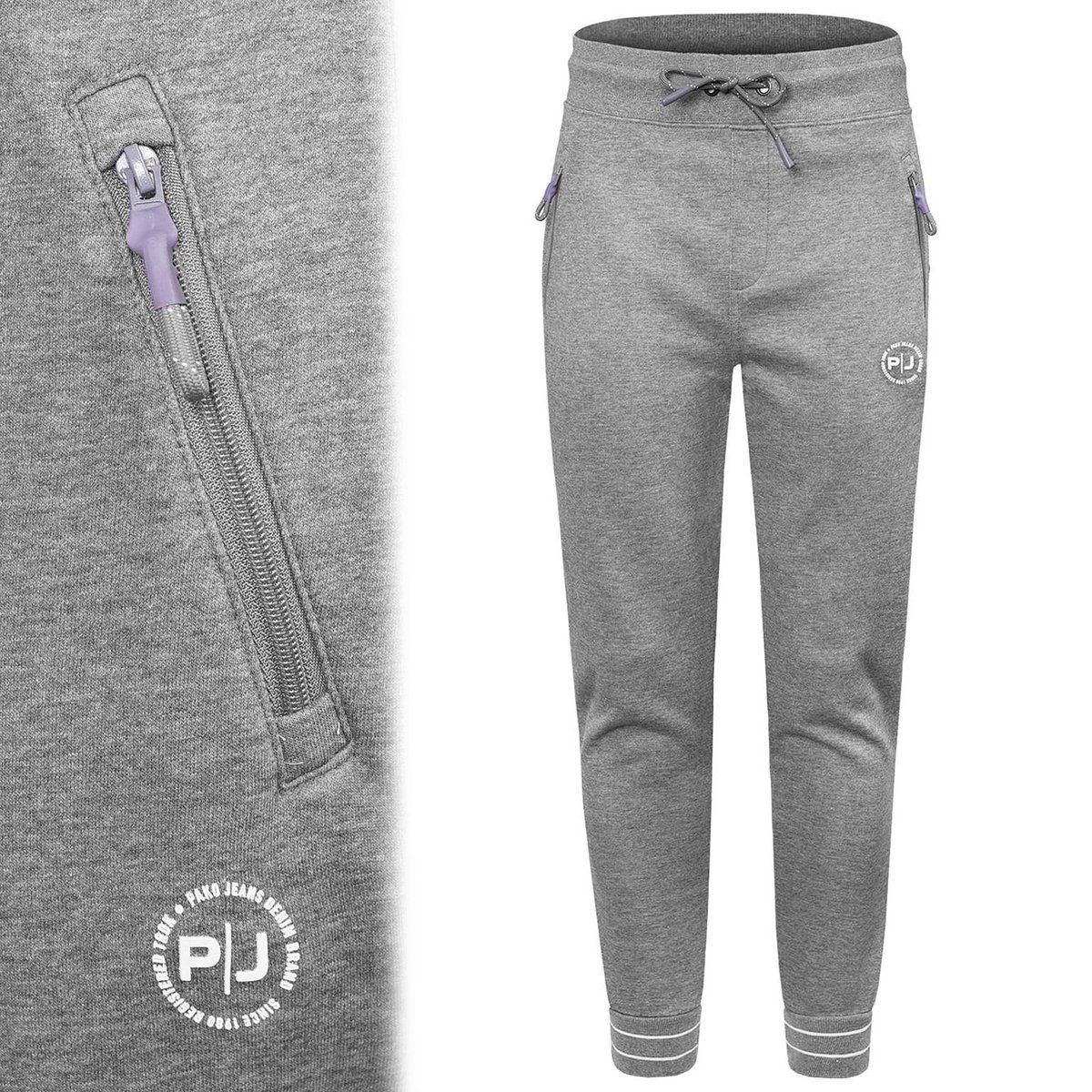SPODNIE DRESOWE męskie długie sportowe COLLEGE szare melanż XL Pako Jeans