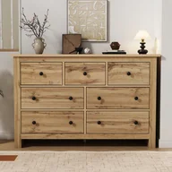 Komody - Nowoczesna komoda z 7 szufladami - 152 x 40 x 89 cm - Płyta wiórowa - do jadalni - Kolor drewna - miniaturka - grafika 1