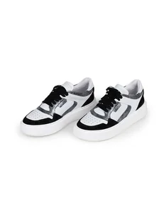 Anna Morellini Skórzane sneakersy "Ludia" w kolorze srebrno-biało-czarnym - Trampki damskie - miniaturka - grafika 1