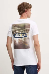 G-Star Raw t-shirt bawełniany męski kolor biały z nadrukiem D25093-C784 - Koszulki męskie - miniaturka - grafika 1