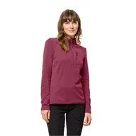 Bluzy damskie - Damska bluza polarowa Jack Wolfskin KOLBENBERG HZ W sangria red - L - miniaturka - grafika 1