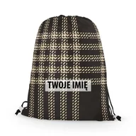 Plecaki worki - WORKO-PLECAK z Twoim imieniem Brązowa krata VII 033 - miniaturka - grafika 1