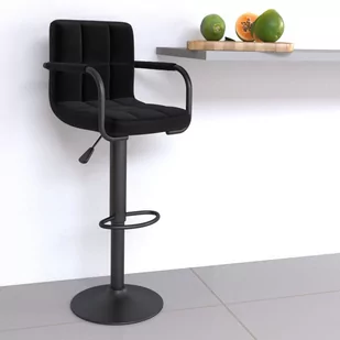 vidaXL Stołek barowy, czarny, tapicerowany tkaniną - Taborety i hokery - miniaturka - grafika 1