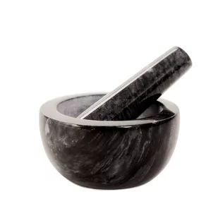 Moździerz TŁUCZEK DO ZIÓŁ PRZYPRAW MARBLE marmurowy czarny 12 cm HOMLA - Pozostałe akcesoria kuchenne - miniaturka - grafika 1
