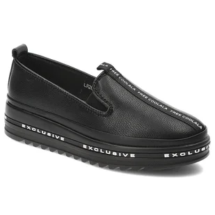 Czarne Półbuty S.Barski Wygodne Płaskie Obuwie Damskie - Półbuty damskie - miniaturka - grafika 1