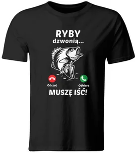 GiTees, Koszulka męska, Ryby Dzwonią, Muszę Iść. Prezent Dla Wędkarza, rozmiar S - Koszulki męskie - miniaturka - grafika 1