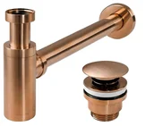 Syfony - Rea Syfon umywalkowy Rea z korkiem klik-klak Rea Miedziany Szczotkowany - miniaturka - grafika 1