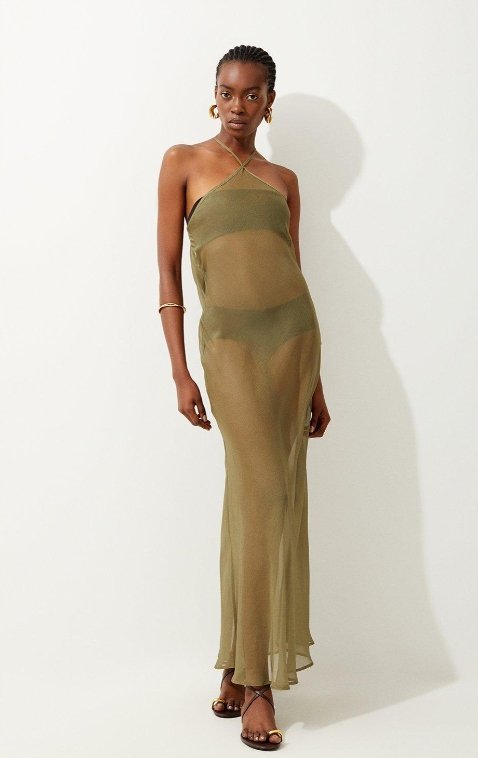 Karen Millen Sukienka Plażowa Zielona Maxi 36 1Y1V