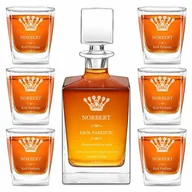 Karafki - Karafka do whisky cube z 6 szklankami i grawerem - miniaturka - grafika 1