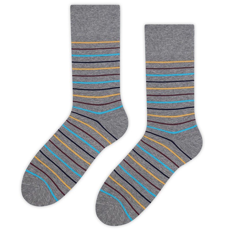 Szare skarpetki w kolorowe paski SK325 39-42