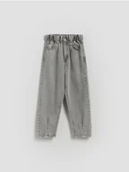 Spodnie i spodenki dla dziewczynek - Reserved - Jeansy baggy high waist - jasnoszary - miniaturka - grafika 1