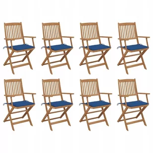 vidaXL Lumarko Składane krzesła ogrodowe z poduszkami, 8 szt., drewno akacjowe! 3075095 - Fotele i krzesła ogrodowe - miniaturka - grafika 1