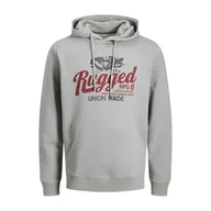 Swetry męskie - Bluza męska Jack&Jones Aaron kangurka z kapturem szara-L - miniaturka - grafika 1