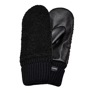 Urban Classics Unisex Sherpa Imitation Leather Gloves rękawiczki zimowe, czarny, S/M - Rękawiczki - miniaturka - grafika 1