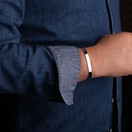 Bransolety męskie - MĘSKA - Bransoletka srebrna doginana, pełna, kuta, szer. 1cm - Pakamera - miniaturka - grafika 1