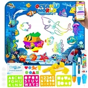 Maty edukacyjne - MATA WODNA DO RYSOWANIA I MALOWANIA WODĄ XXL 100x80 cm – Duży Zestaw z Pisakami, Pieczątkami i Szablonami – Rozwój Kreatywności Bez Bałaganu + EBOOK - miniaturka - grafika 1